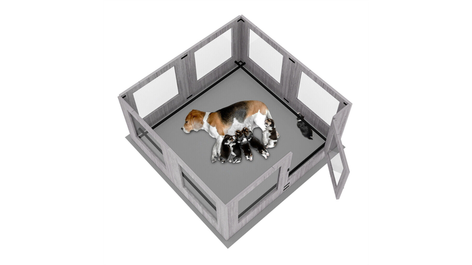 Pretty & Practical Dog Wooden Whelping Box with Ledge and Mat