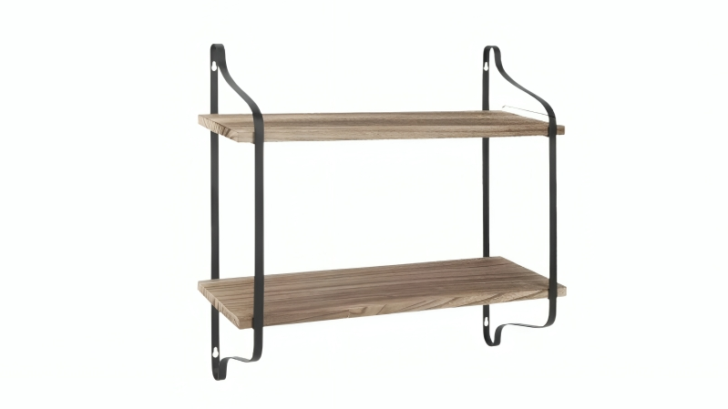 Pretty & Practical Industrial 2-Layer Floating Wall Shelf with Metal Support