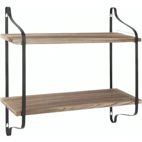 Pretty & Practical Industrial 2-Layer Floating Wall Shelf with Metal Support
