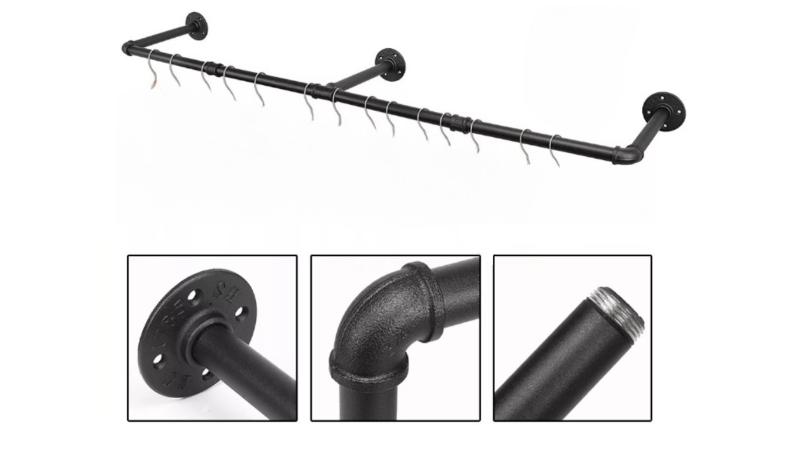 Pretty & Practical Strong Iron Industrial Pipe Clothes Rack - Black