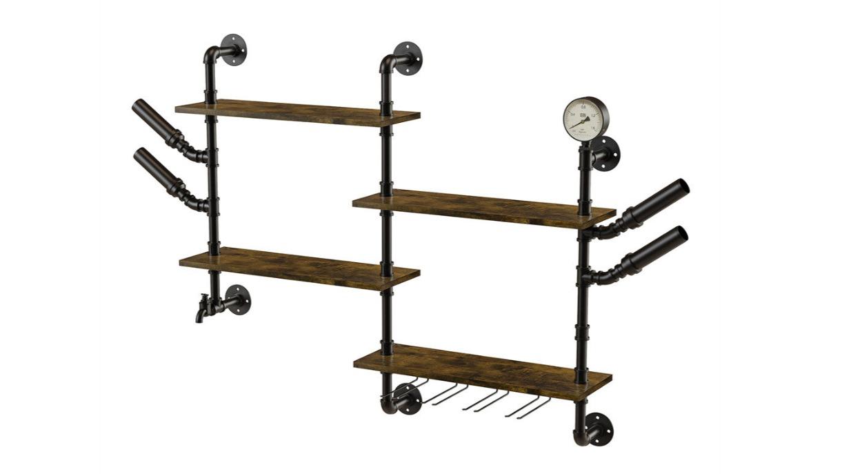 Pretty & Practical Floating Shelves with Wine Glass Holder