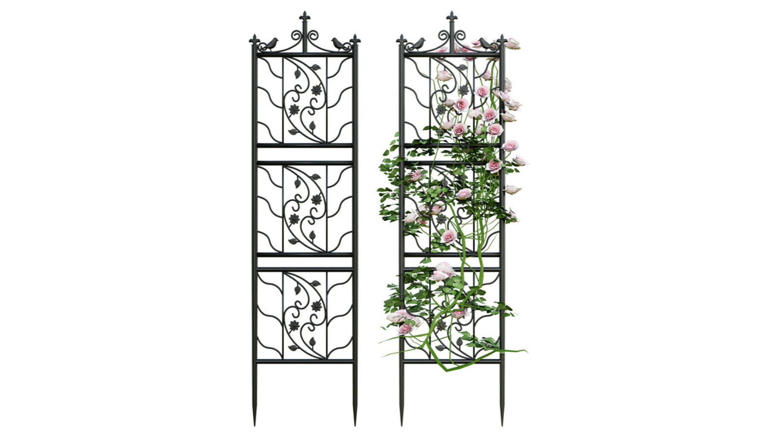 Pretty & Practical 2 Piece Metal Plant Trellis for Roses/Garden Edging