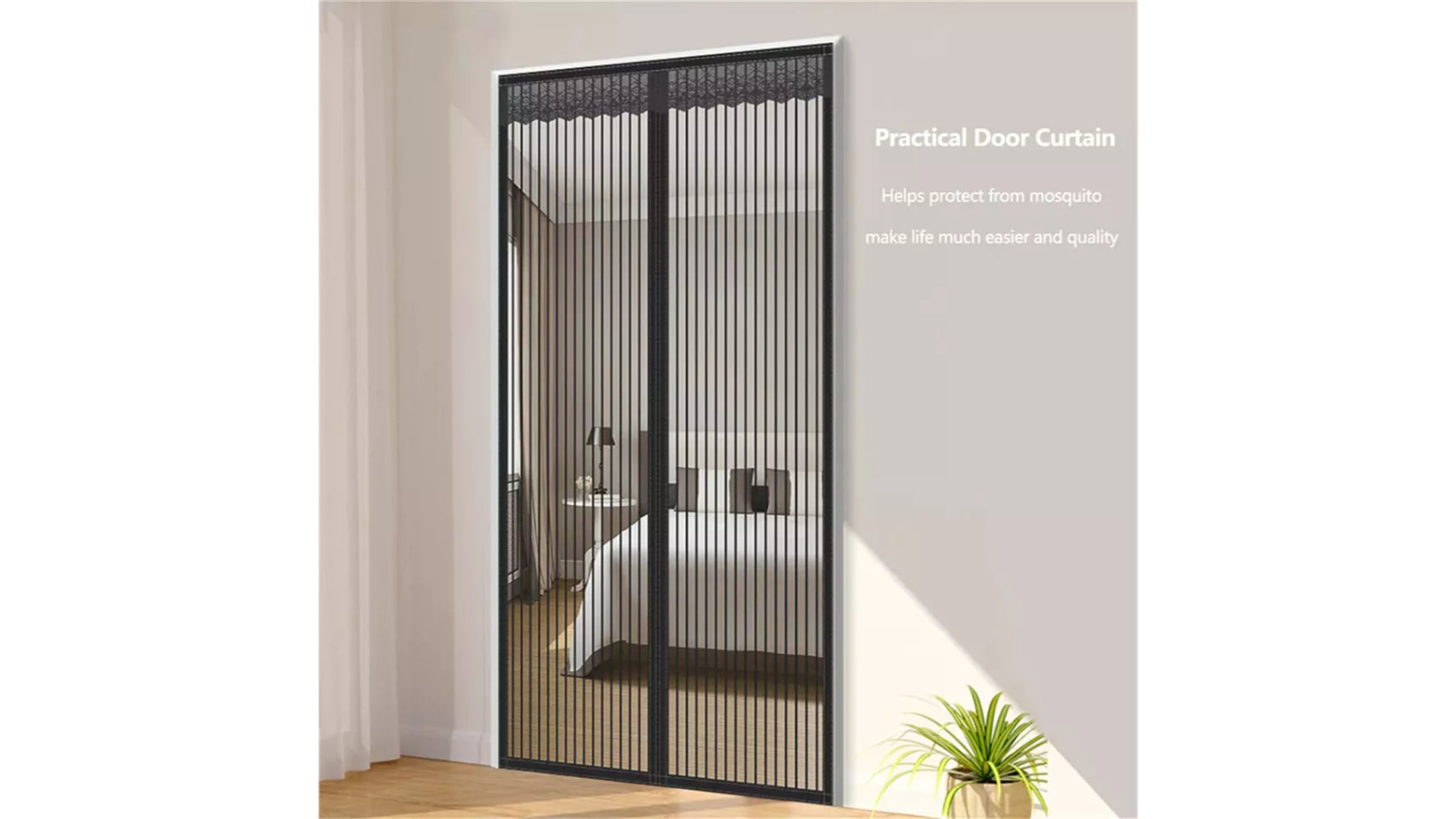 Icegrey Magnetic Screen Door Curtain Defense Against Mosquitoes Or Insects Fits Doors Up To 150cm X 220cm Black 69359028