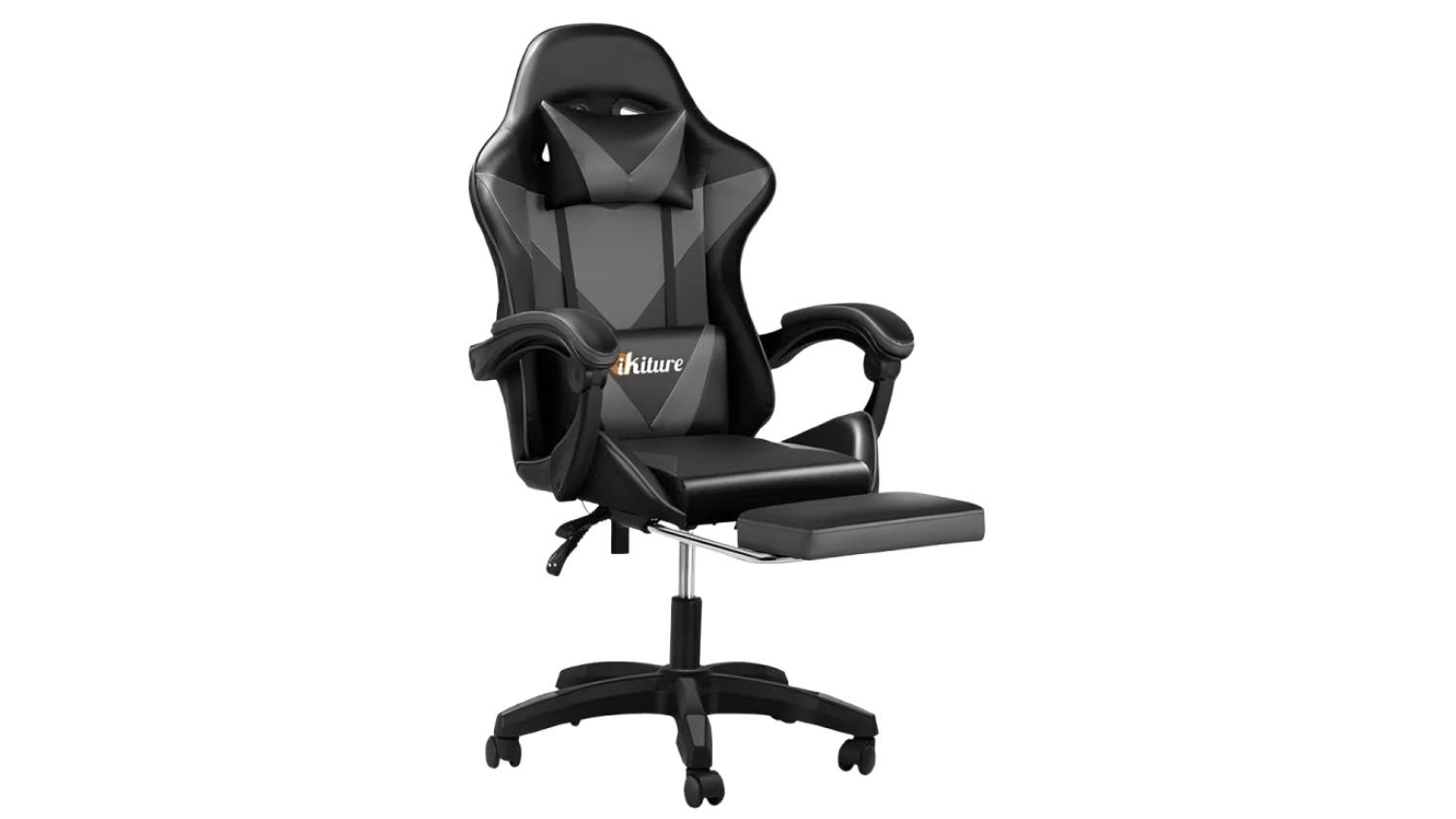 Oikiture Office PU Leather Gaming Chair with Footrest Harvey Norman