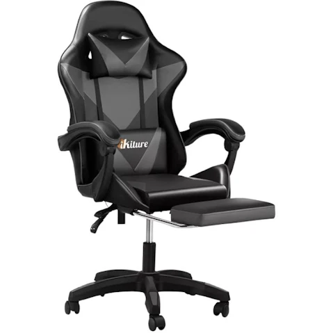 Oikiture Office PU Leather Gaming Chair with Footrest