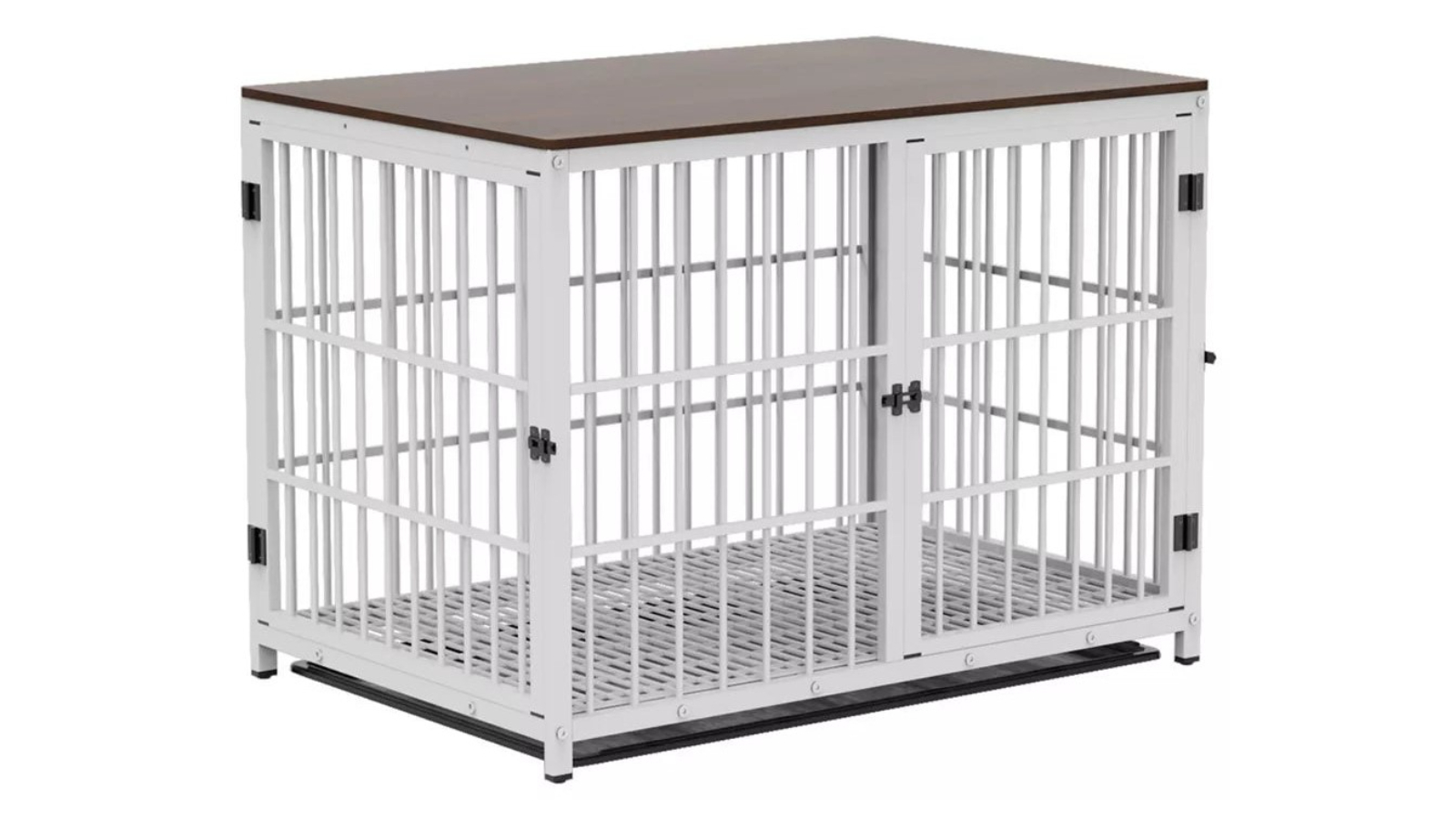 Pretty & Practical White Sturdy Wooden Dog Crate with Storage Table - Medium