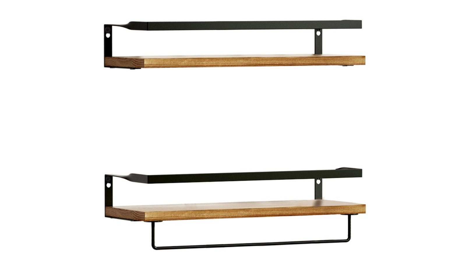 Artiss Floating Wall Shelves with Towel Bar - Set of 2