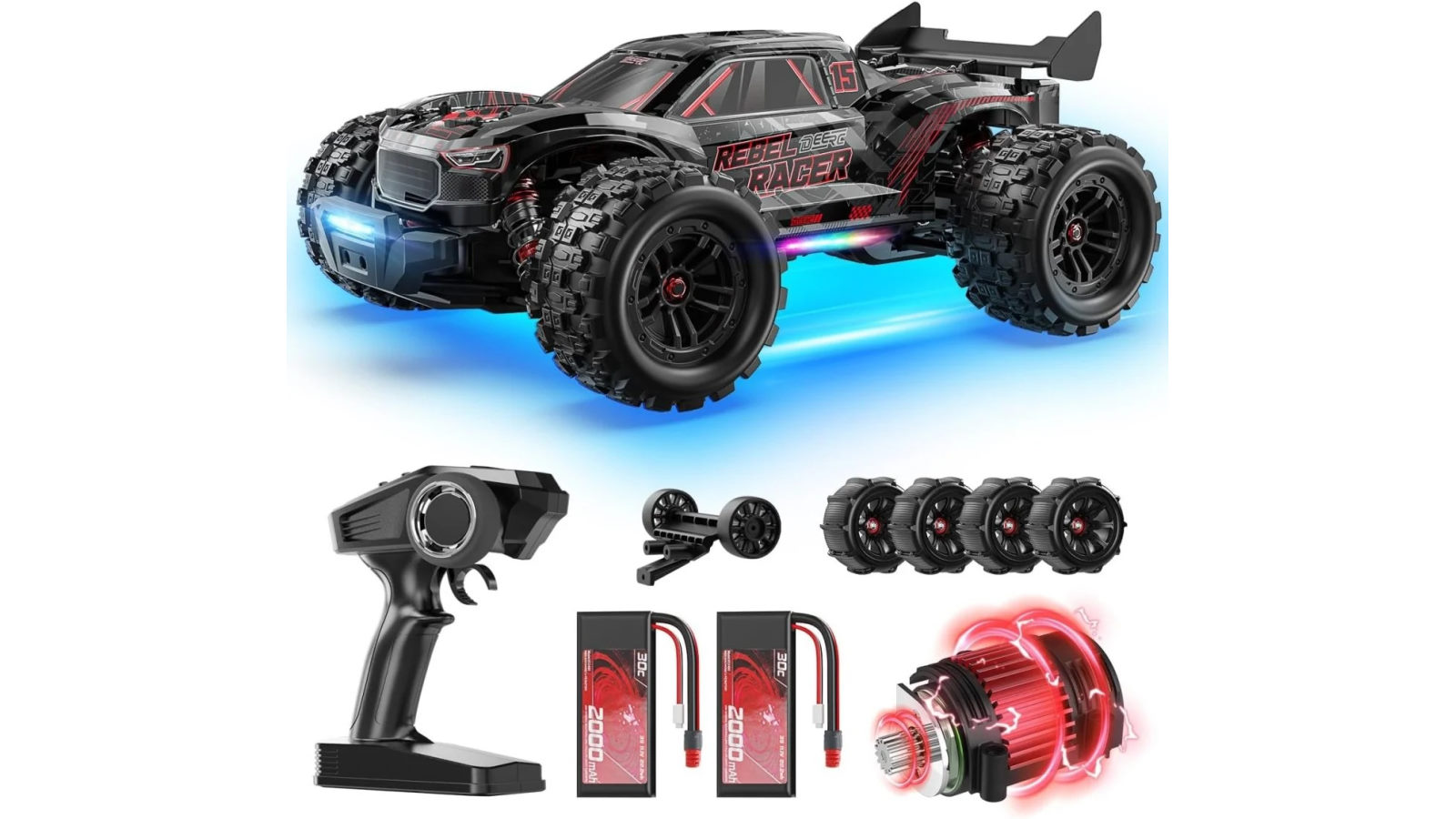 Deerc 1:14 Fast Brushless RC Car Off-road Remote Control Monster Truck
