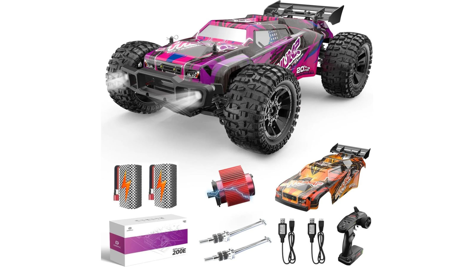 Deerc 200E Brushless High Speed RC Car 1:10 Large 4WD Remote Control Monster Truck