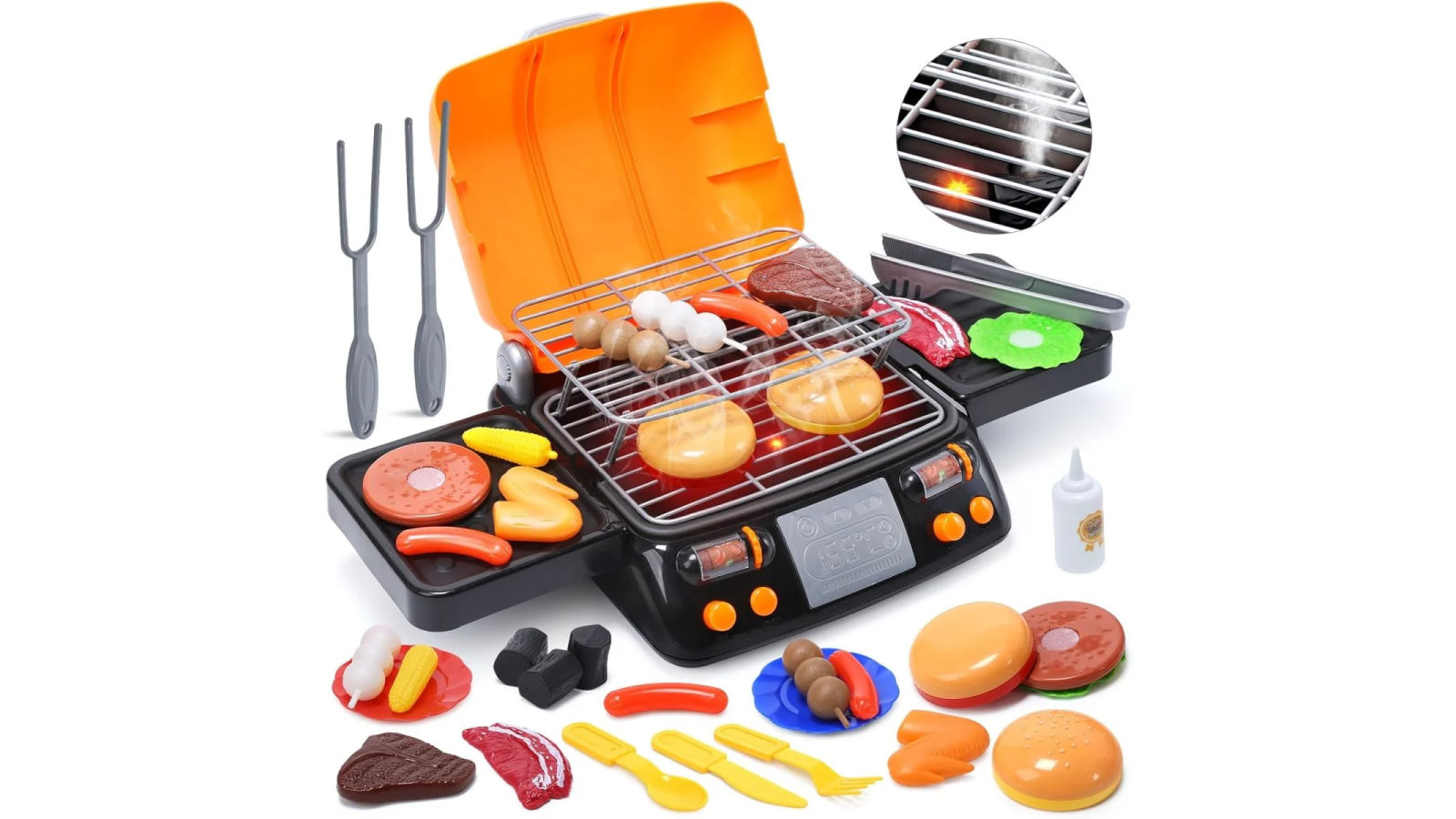 Cute Stone Cooking Toy BBQ Set Layers Grill Playset Kids Pretend
