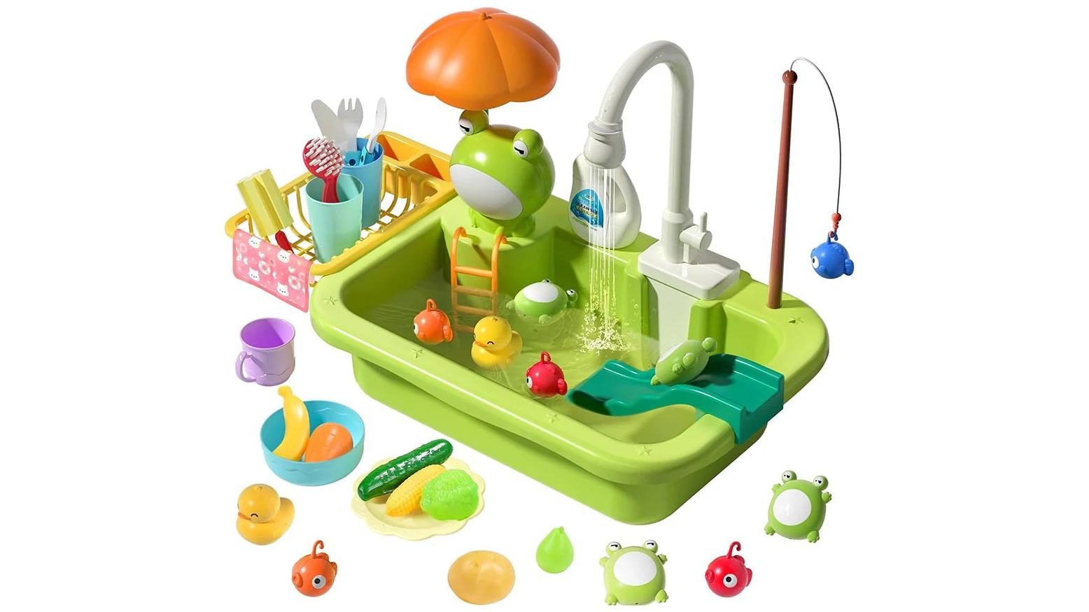 CUTE STONE Play Kitchen Sink Toy with Running Water