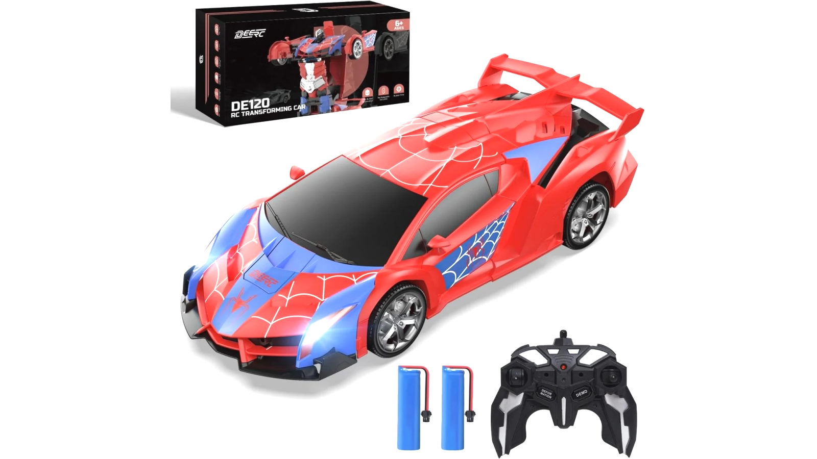 Deerc Spider RC Car Transformer Remote Control Spider Cars 1:18 Scale Robot Toy
