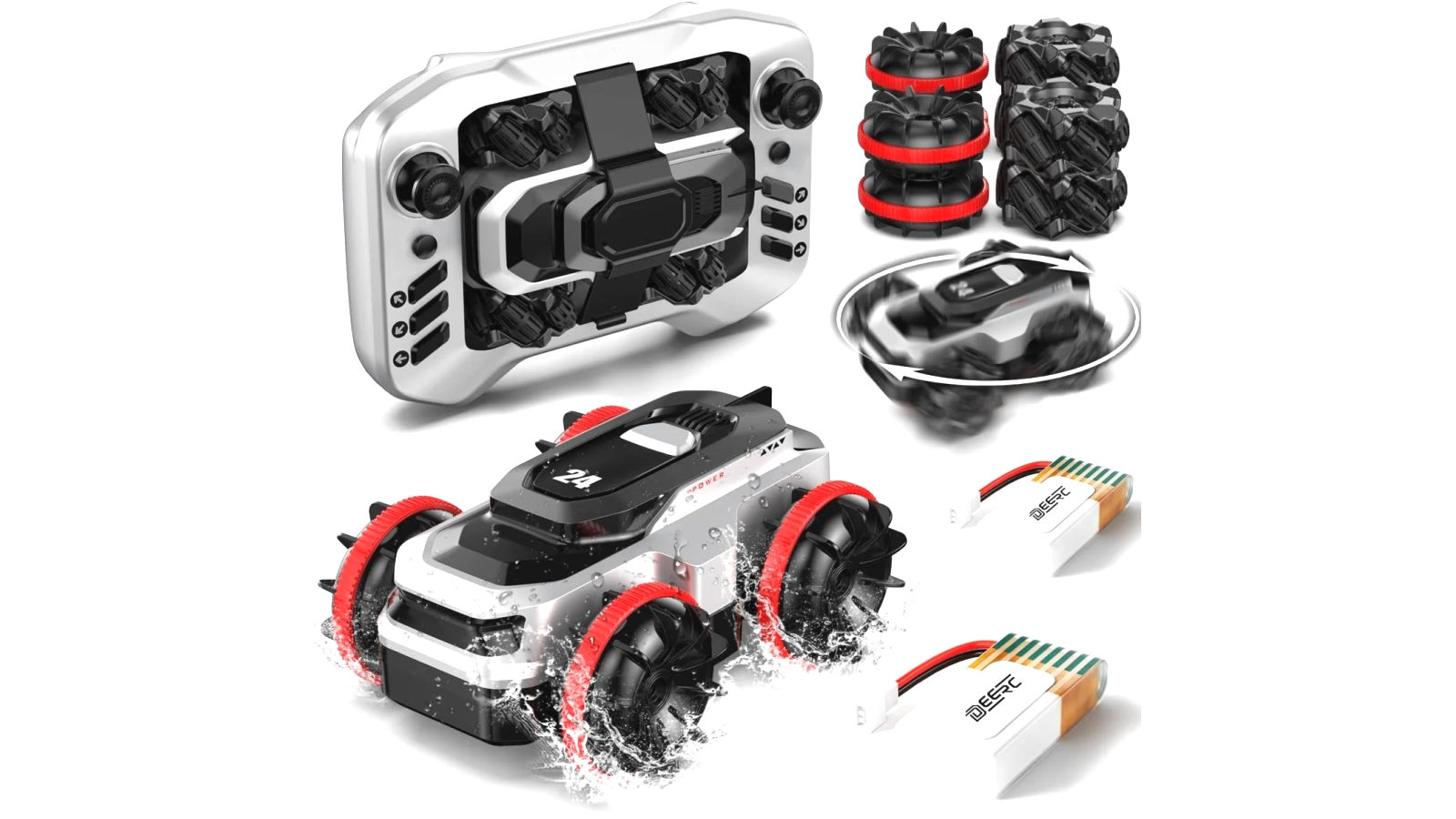Deerc Remote Control Car for Kids Amphibious Land and Water Convertible RC Car