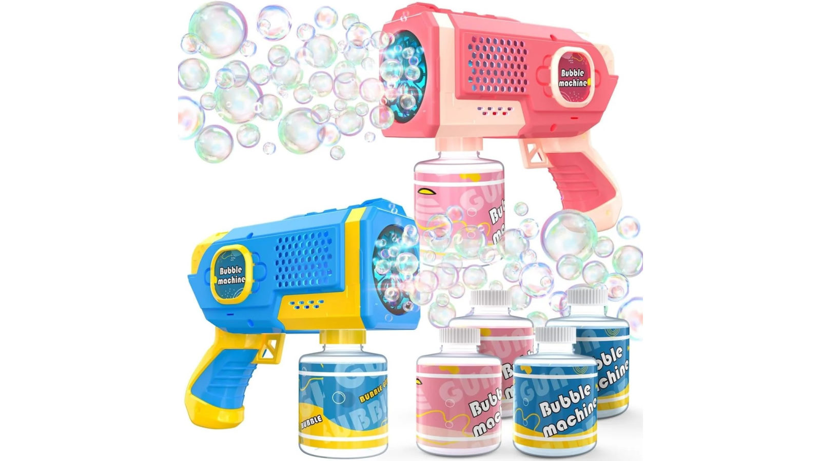 EagleStone 2 Pack Bubble Guns with 4 Bottles Solution Automatic Bubble Machine