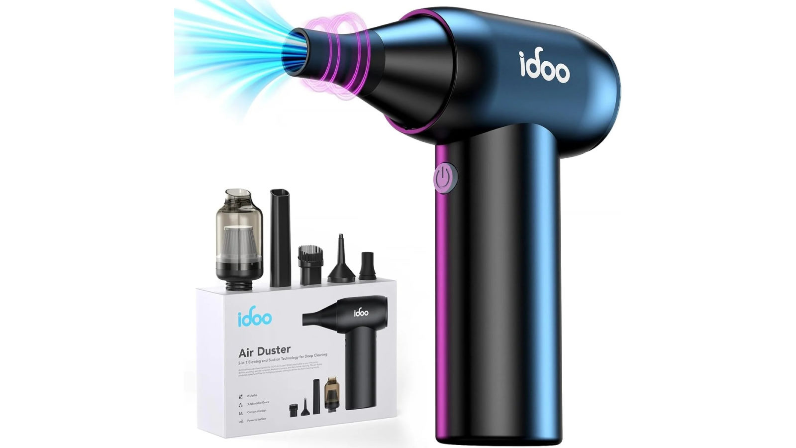iDoo Compressed Air Duster Portable Vacuum Cordless Electric Canned Duster