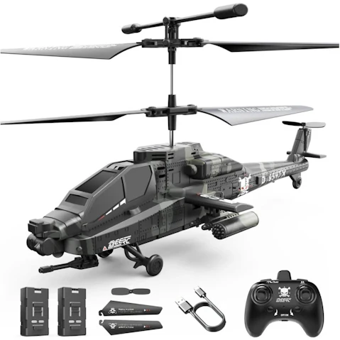 Deerc Apache RC Helicopter for Kids and Adults Military Remote Control Toy
