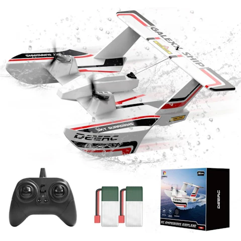 Deerc RC Plane for Water Land & Air 3CH Remote Control Airplane with 2 Batteries
