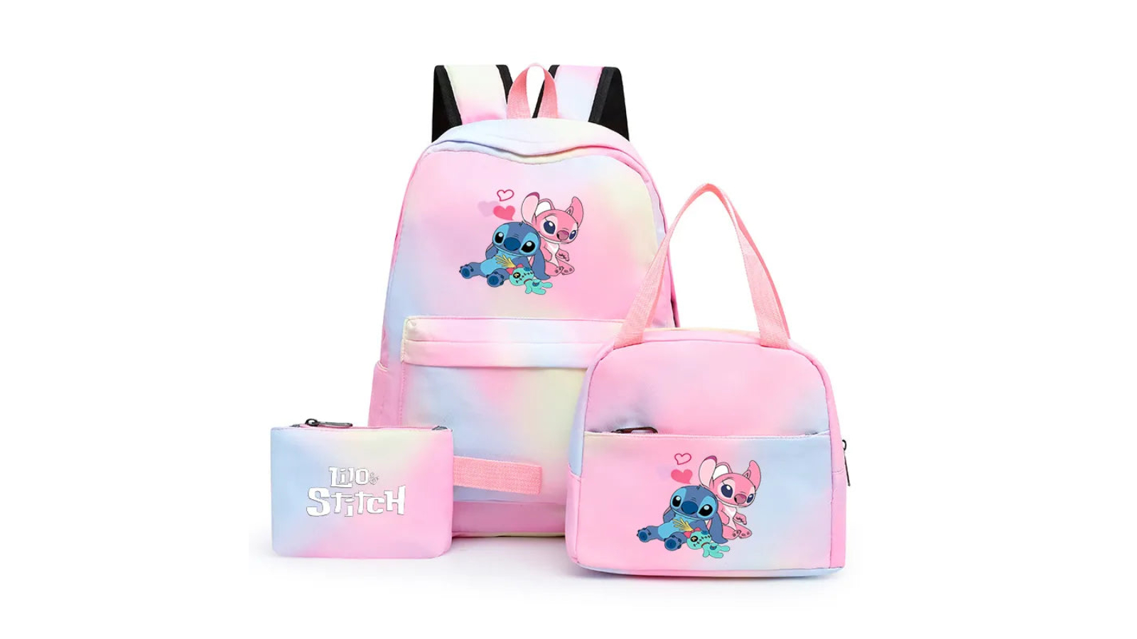 NNEOBA 3 Piece Lilo and Stitch Backpack Set - Multi-Coloured