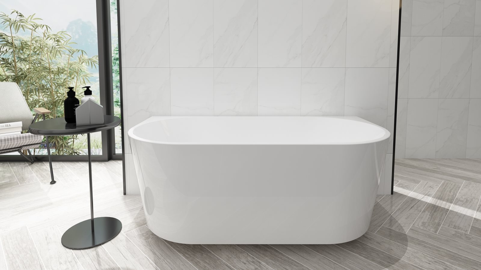 Studio 1 Amsterdam 1600mm Slim Edge Back to Wall Freestanding Bath