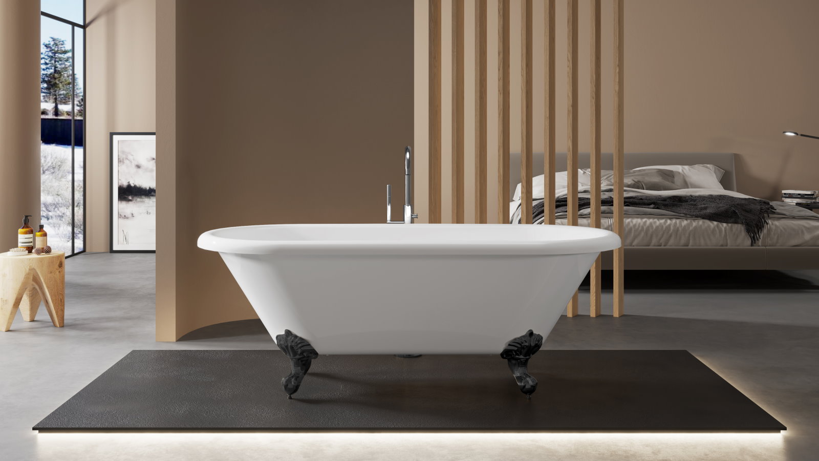 Studio 1 Elwood 1695mm Claw Foot Freestanding Bath with Matte Black Legs