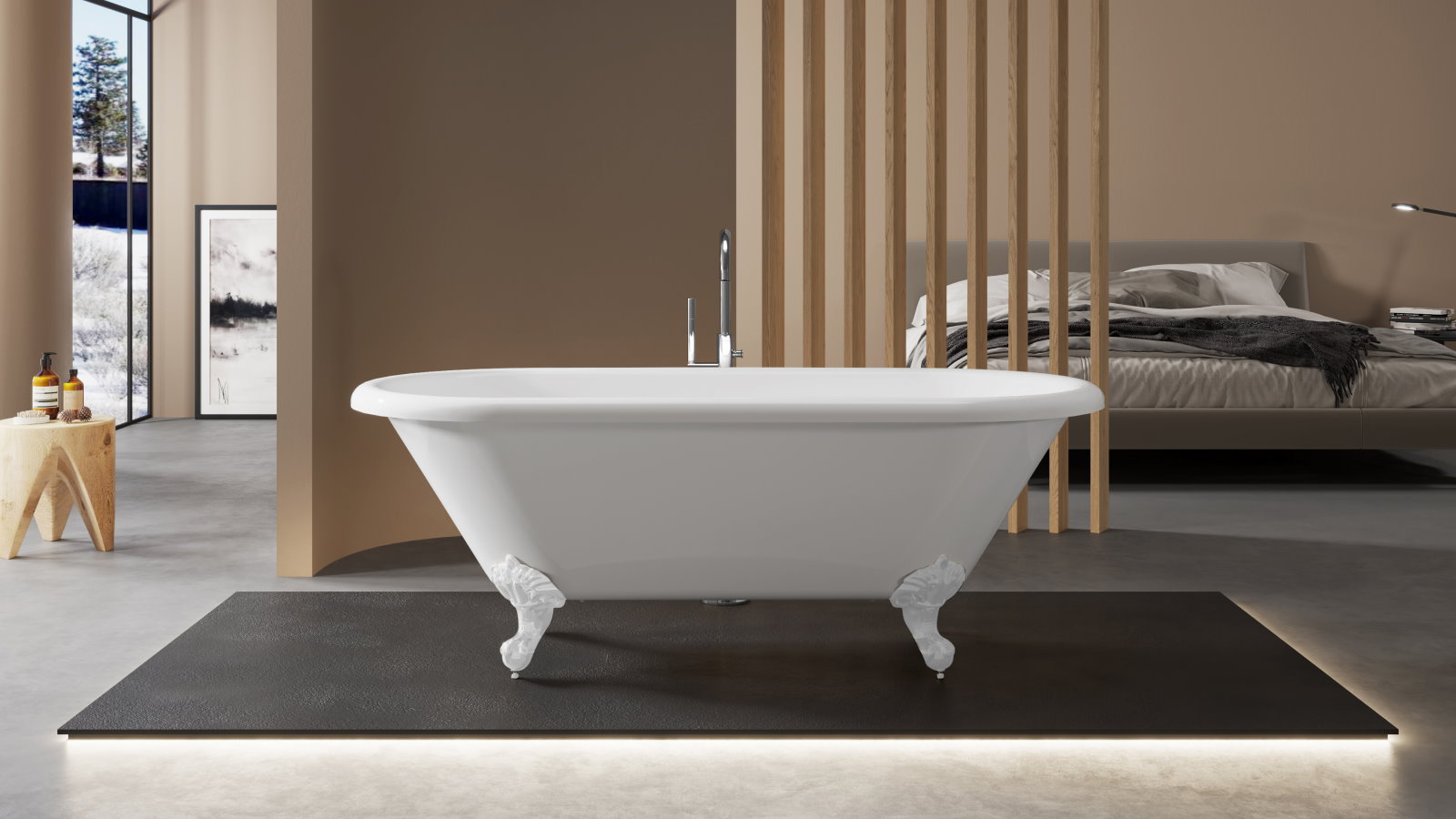 Studio 1 Elwood 1695mm Claw Foot Freestanding Bath with White Legs