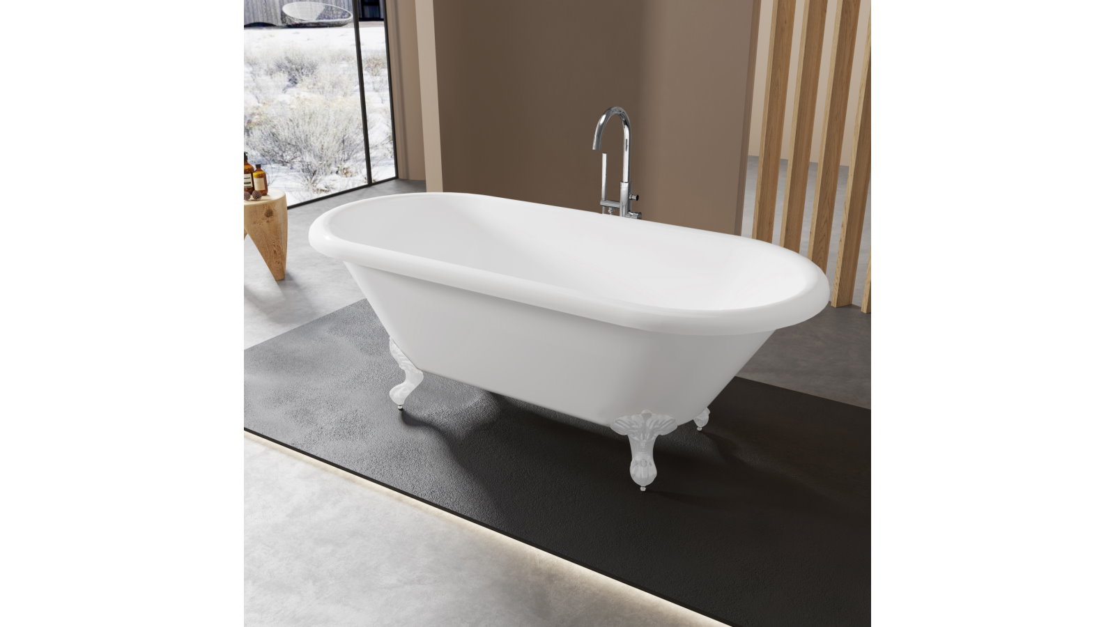 Studio 1 Elwood 1695mm Claw Foot Freestanding Bath with White Legs