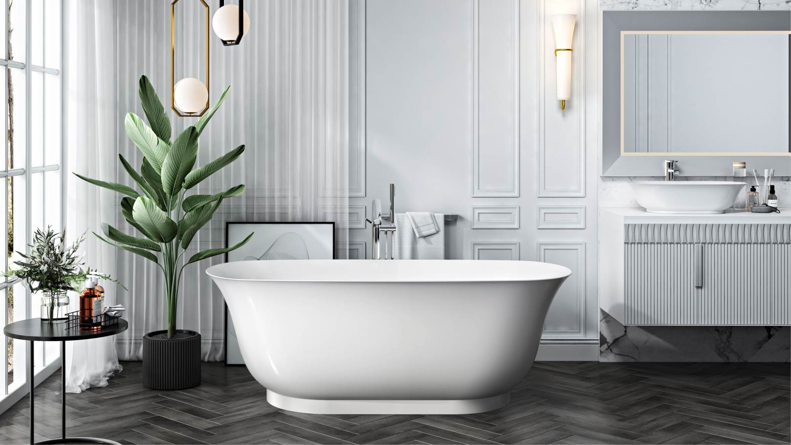 Studio 1 Hampton 1700mm Freestanding Bath with Thin Curved Edge