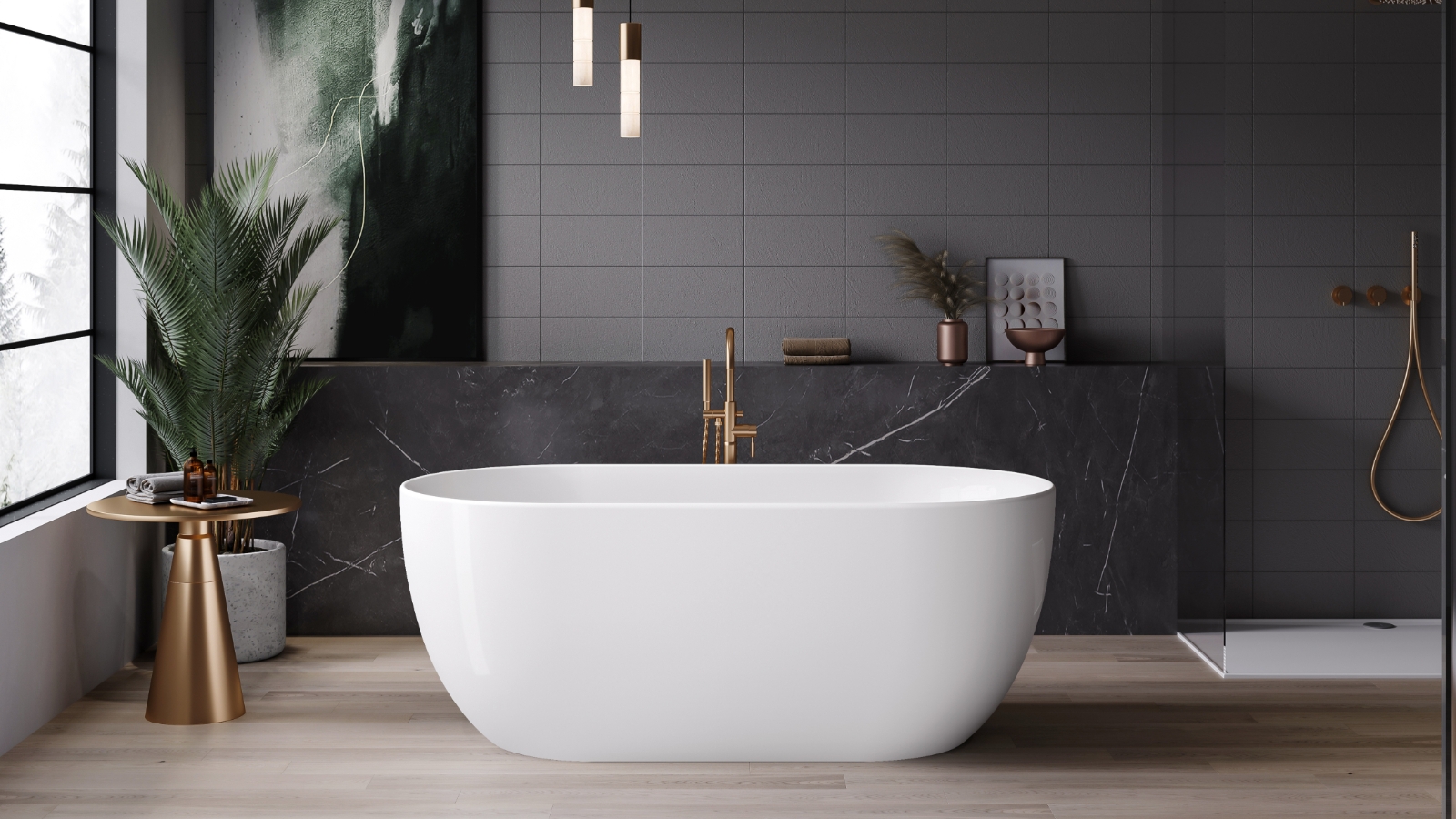  Studio 1 Impressa 1500mm Thin Edge Freestanding Bath - Gloss White