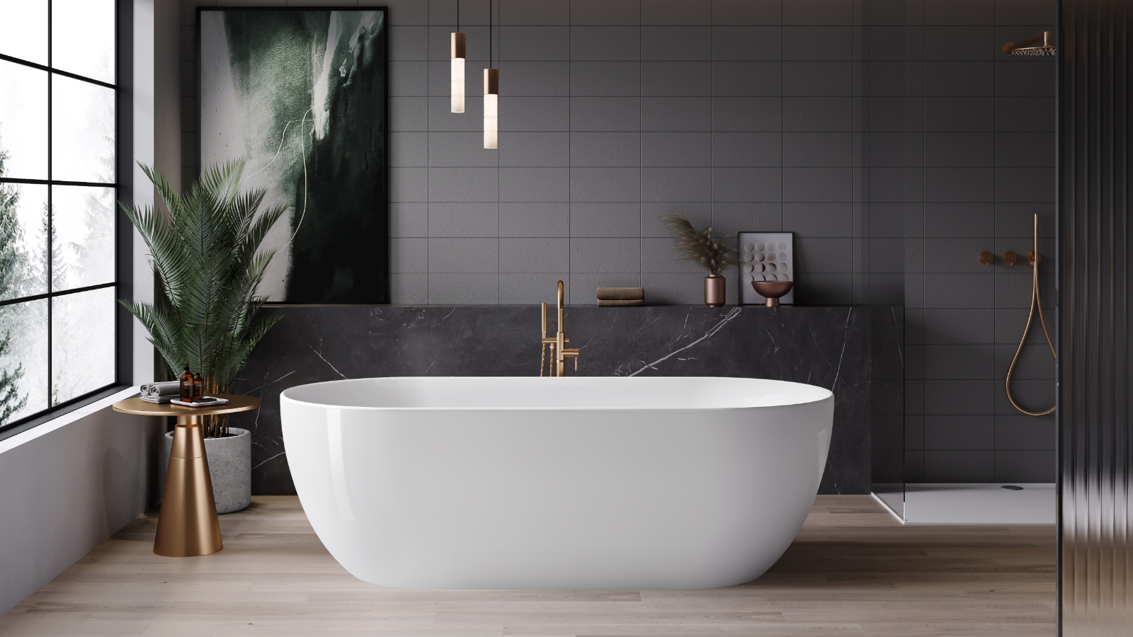 Studio 1 Impressa 1800mm Thin Edge Freestanding Bath - Gloss White