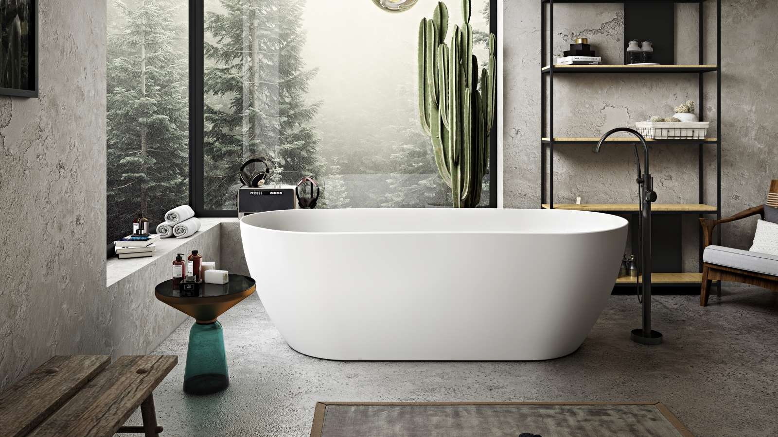 Studio 1 Impressa 1800mm Silk Finish Thin Edge Freestanding Bath - Matte White