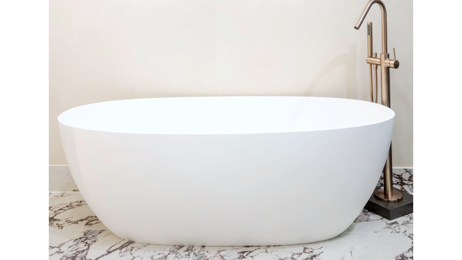 Studio 1 Plunge 1700 Solid Surface Freestanding Bath - Matte White