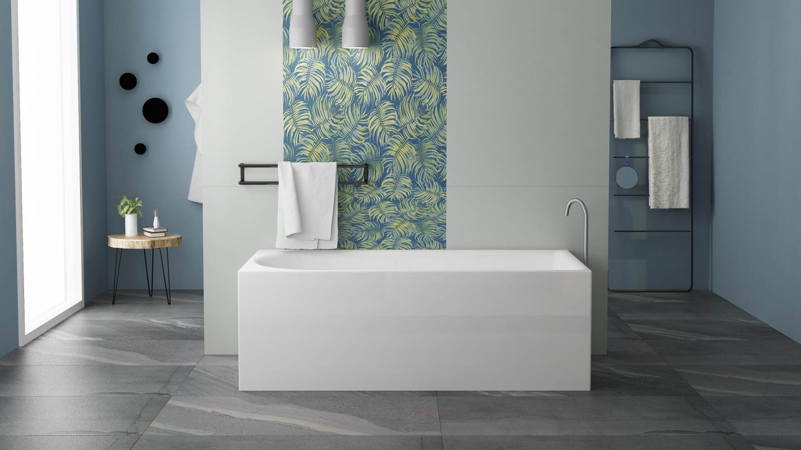 Studio 1 Qube 1625mm Soft Edge Back to Wall Freestanding Bath