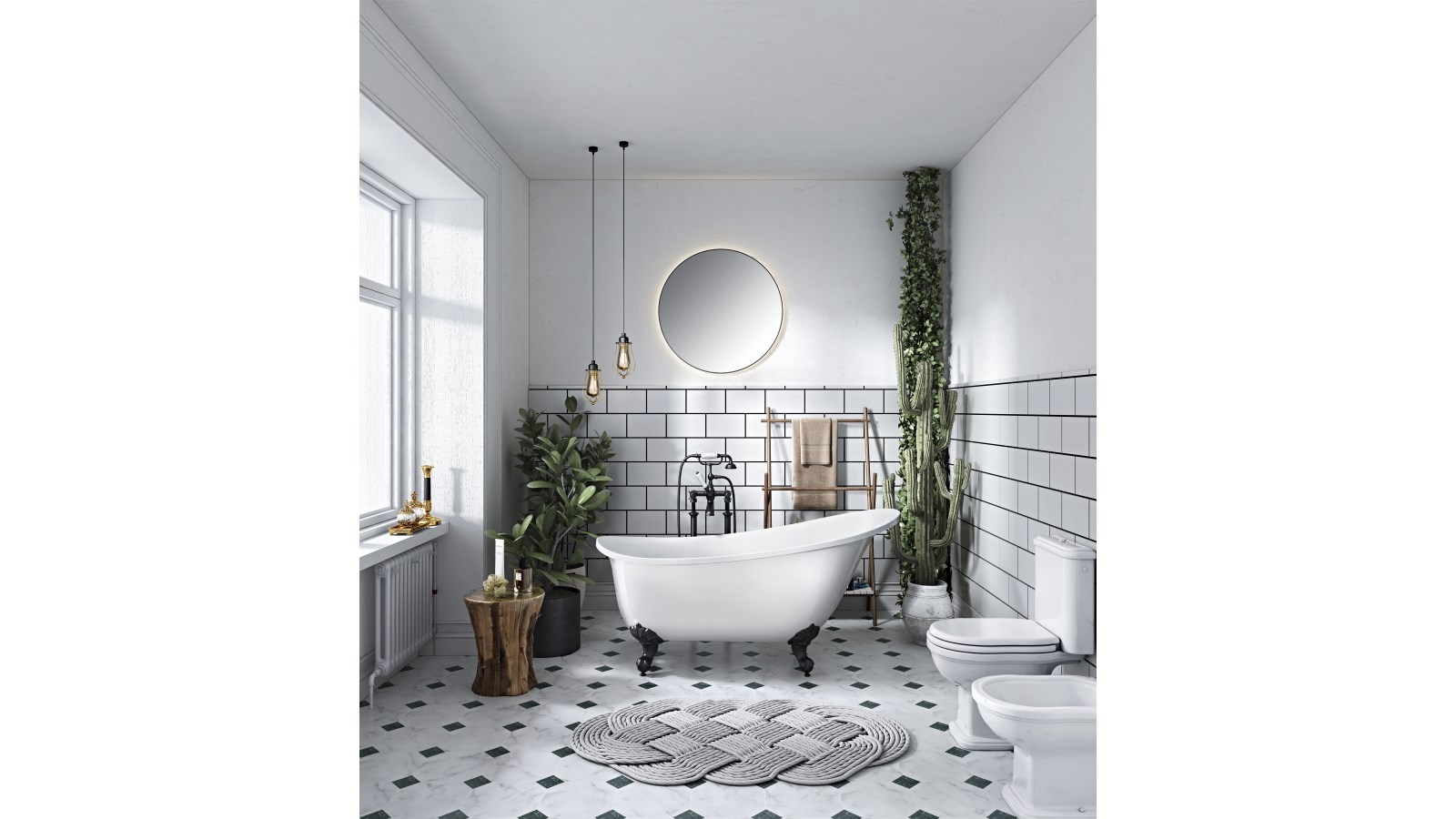 Studio 1 Windsor 1550mm Claw Foot Bath with Matte Black Legs