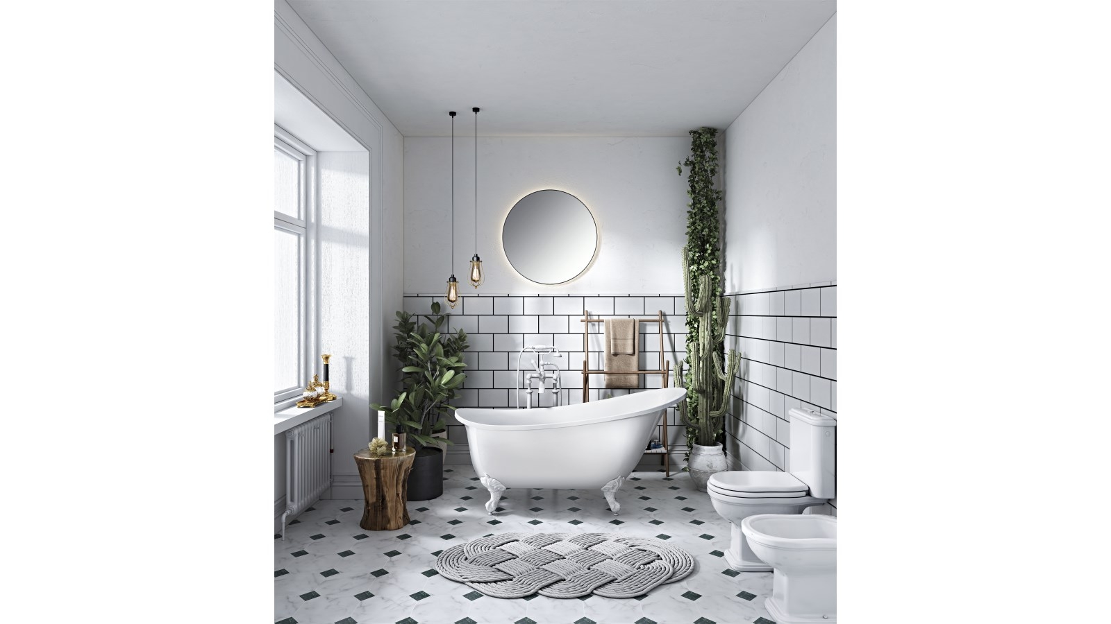 Studio 1 Windsor 1550mm Claw Foot Bath with White Legs