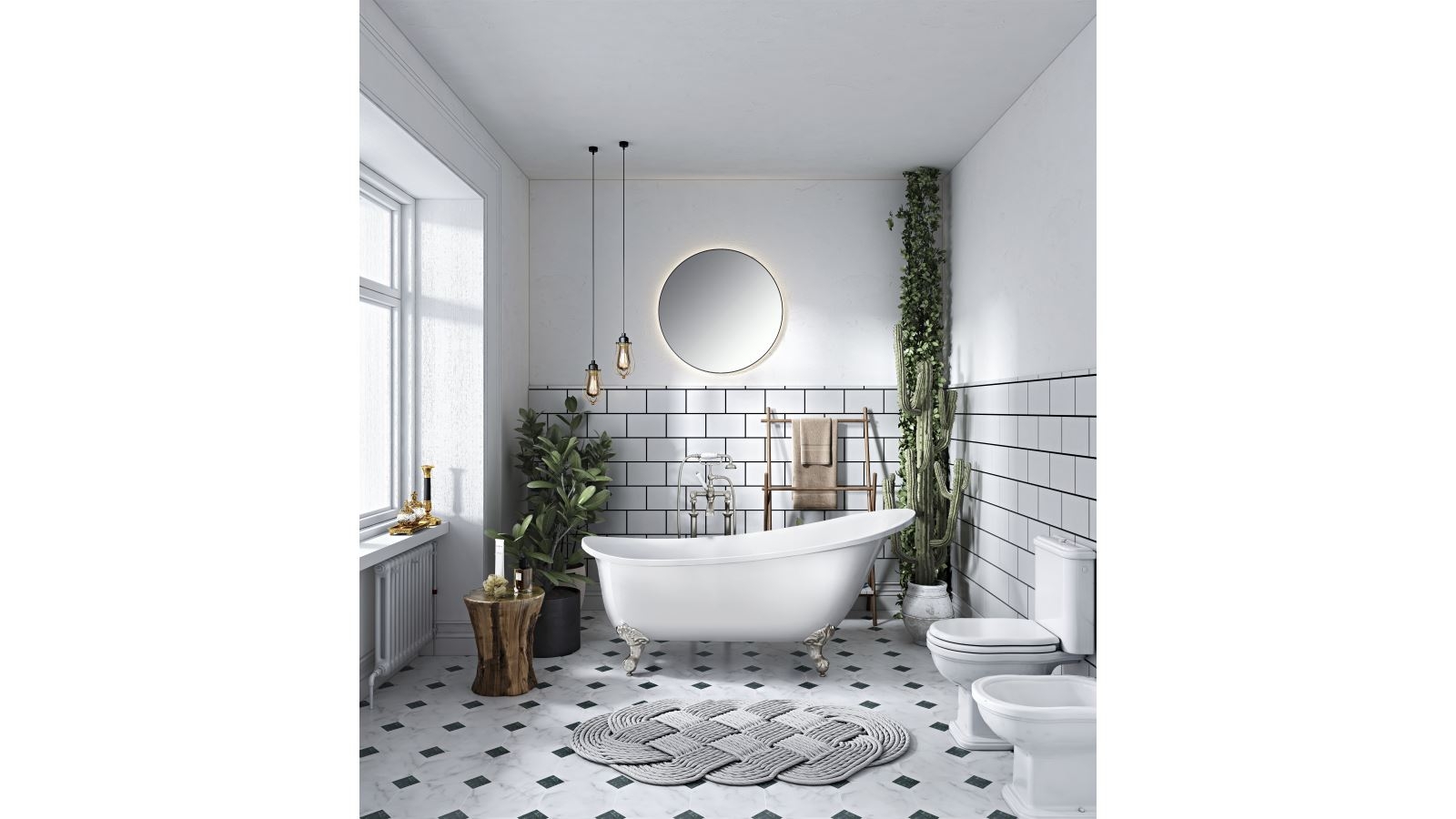 Studio 1 Windsor 1700mm Claw Foot Bath with Brushed Nickel Legs