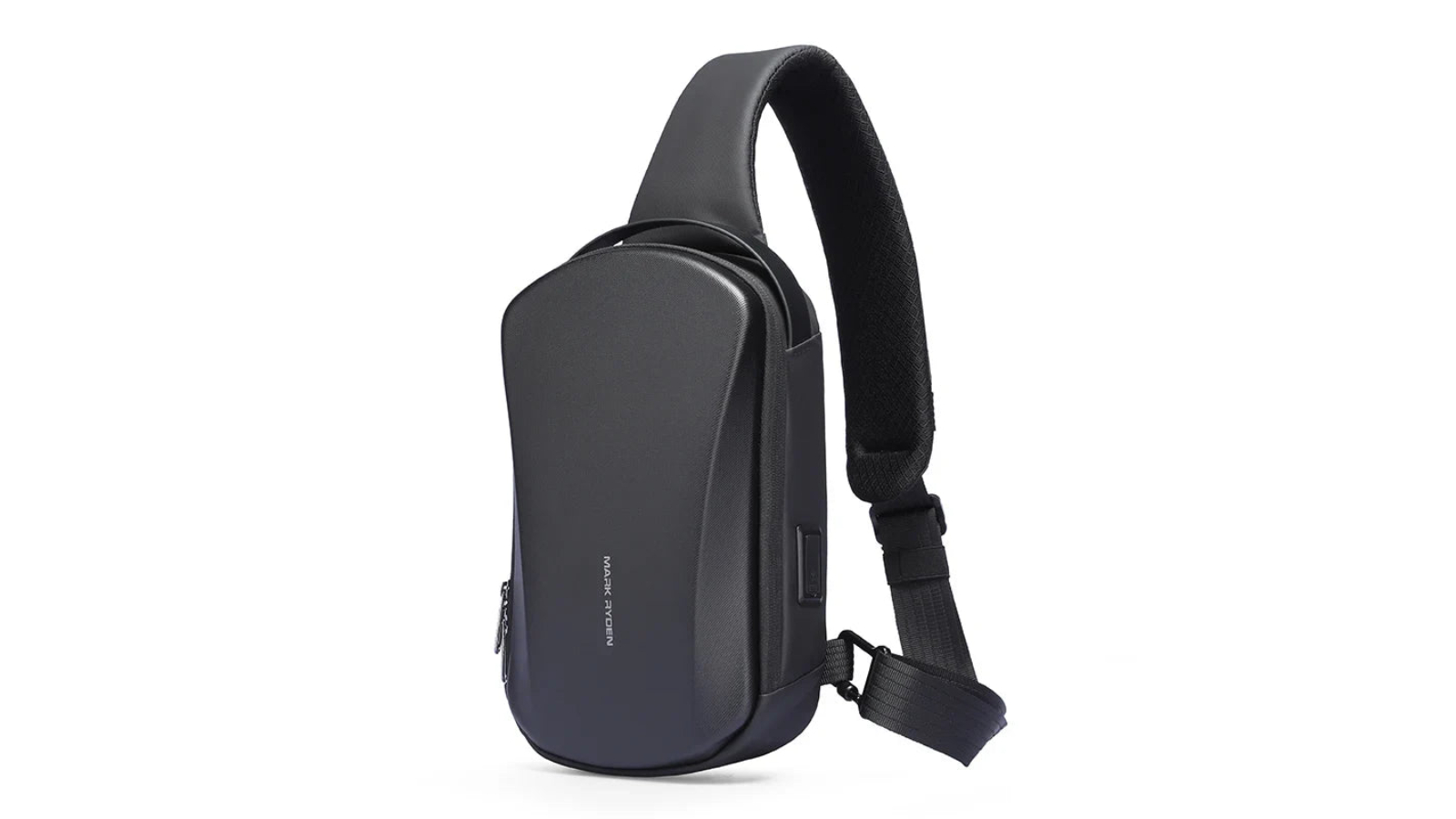NNEOBA Hard-Shell Waterproof Crossbody Sling Bag with USB Port - Black