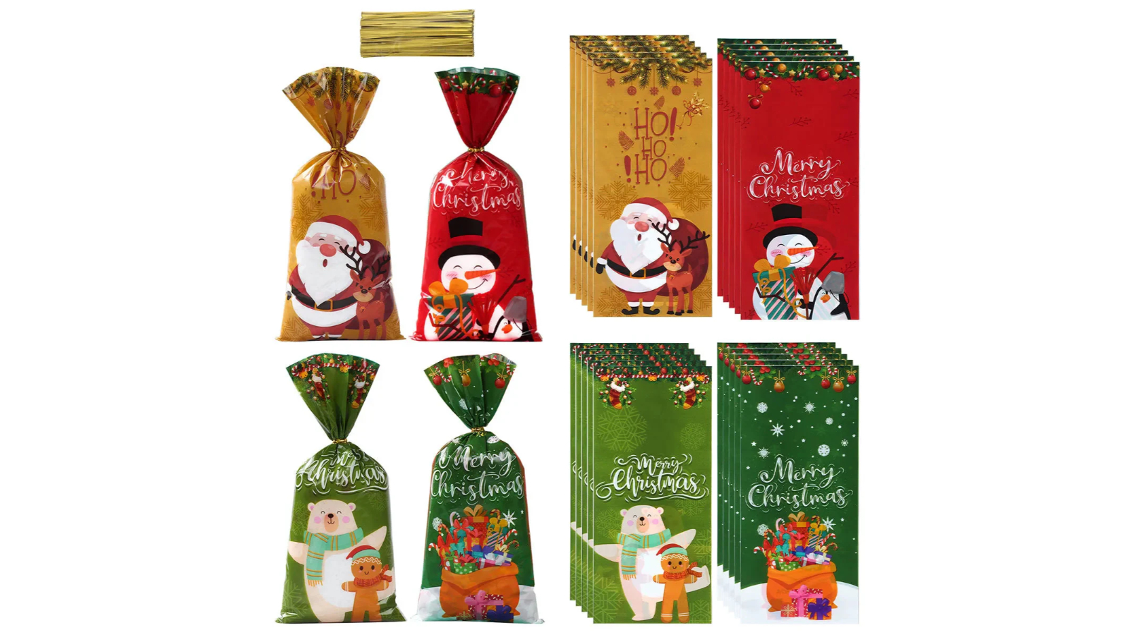 NNEOBA 100 Piece Christmas Candy Bag Santa Gift Set