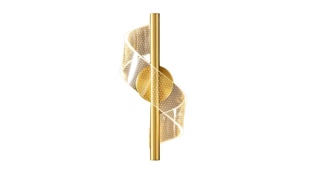 NNEOBA Gold LED Wall Sconce Lamp with Warm Light Modern Acrylic and Aluminum Alloy