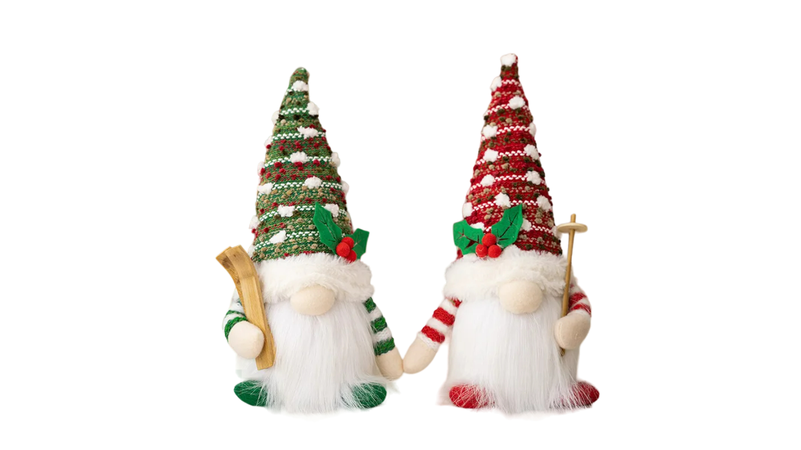 NNEOBA Enchanting Christmas Doll Sled Elf Ski Gnome with LED Light - 28cm