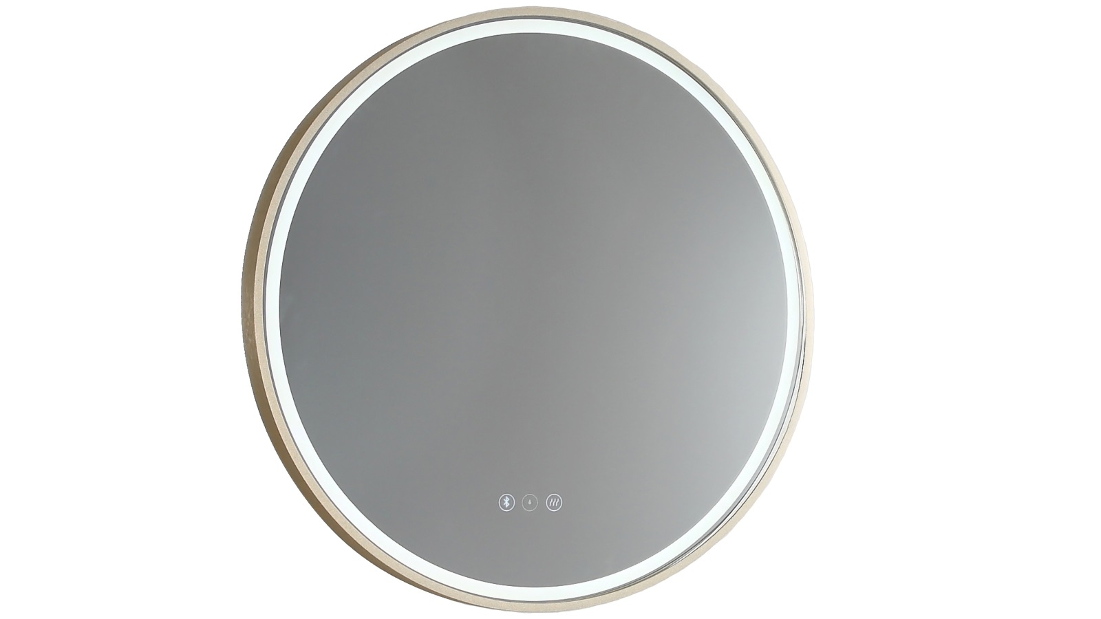 Remer Sphere 600mm Aluminium Frame Backlit LED Mirror with Demister & Bluetooth Speaker - Brushed Brass
