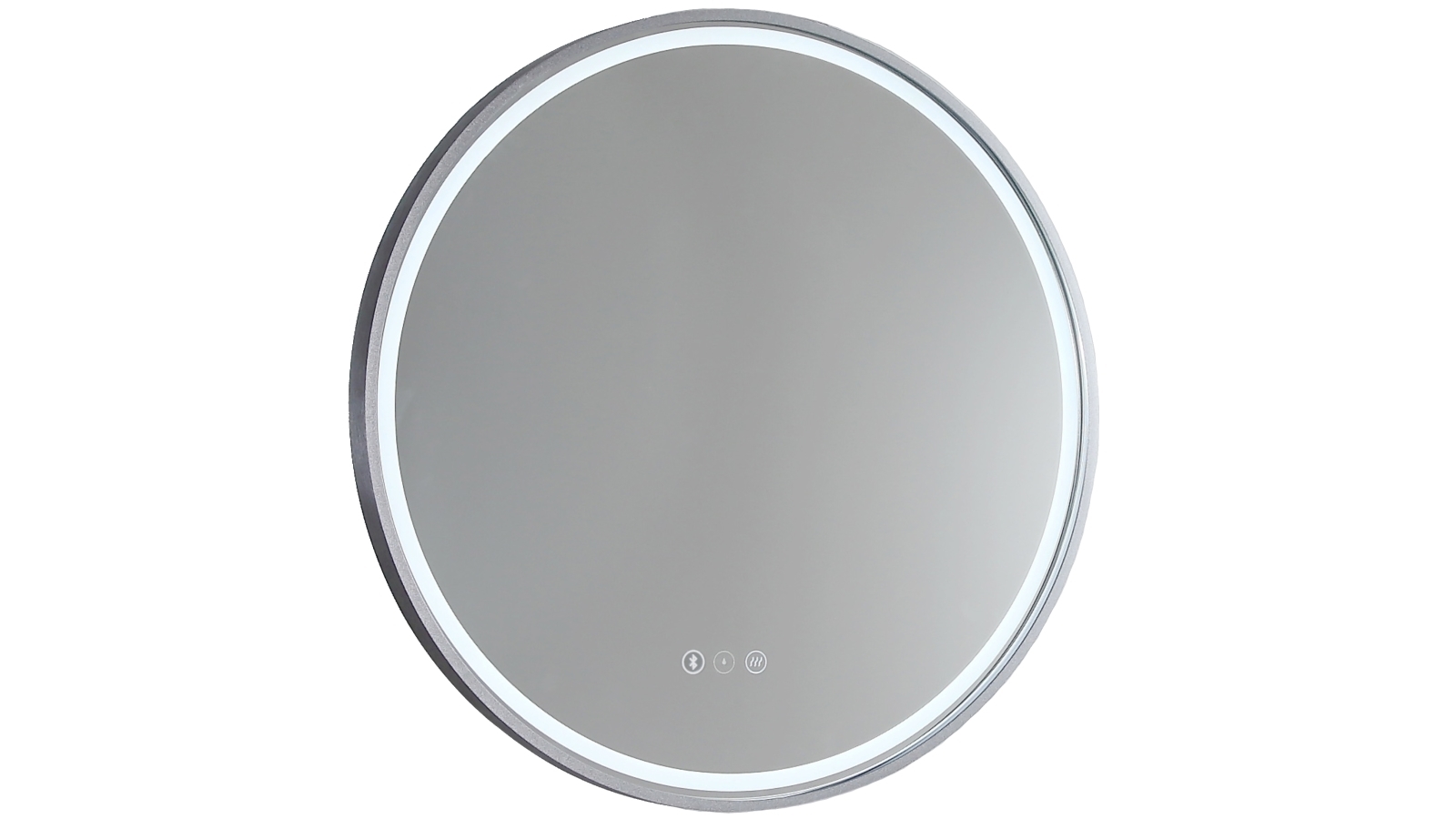 Remer Sphere 600mm Aluminium Frame Backlit LED Mirror with Demister & Bluetooth Speaker - Gunmetal