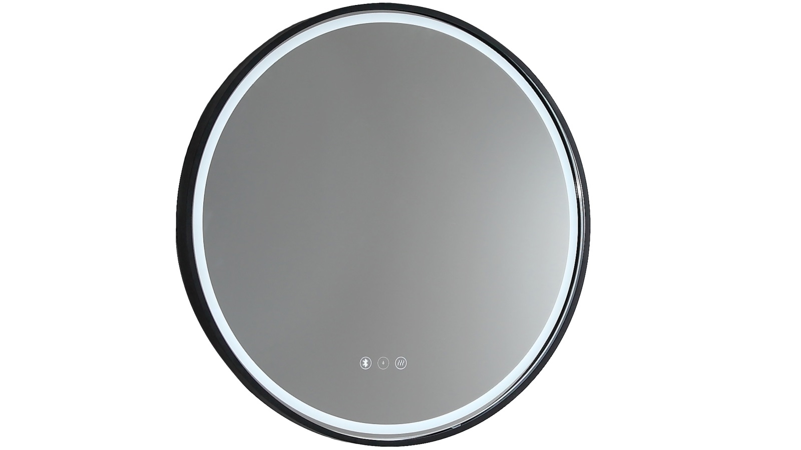 Remer Sphere 600mm Aluminium Frame Backlit LED Mirror with Demister & Bluetooth Speaker - Matte Black