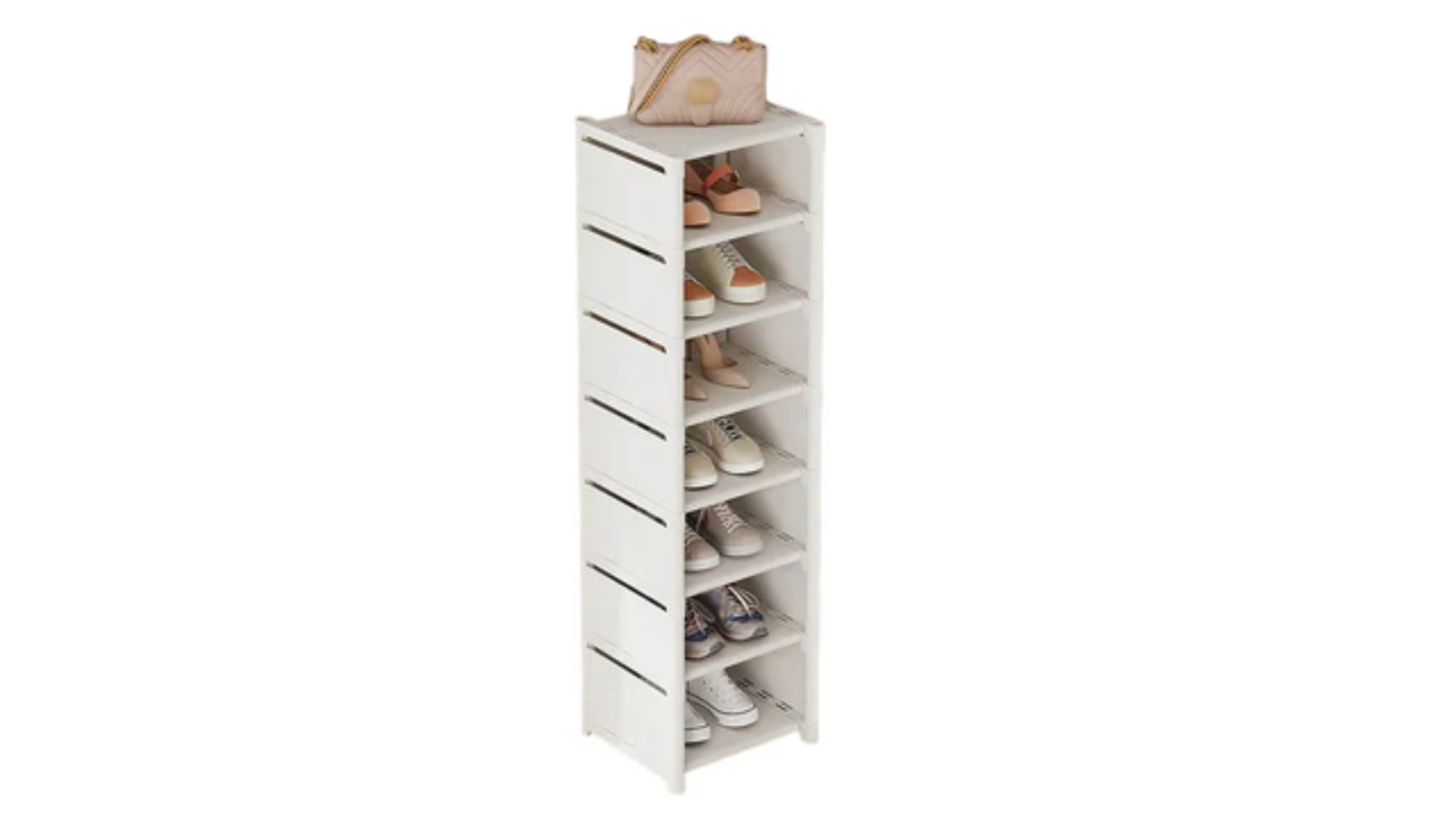 NNEOBA 8-Layer Foldable Shoe Rack Organizer - White