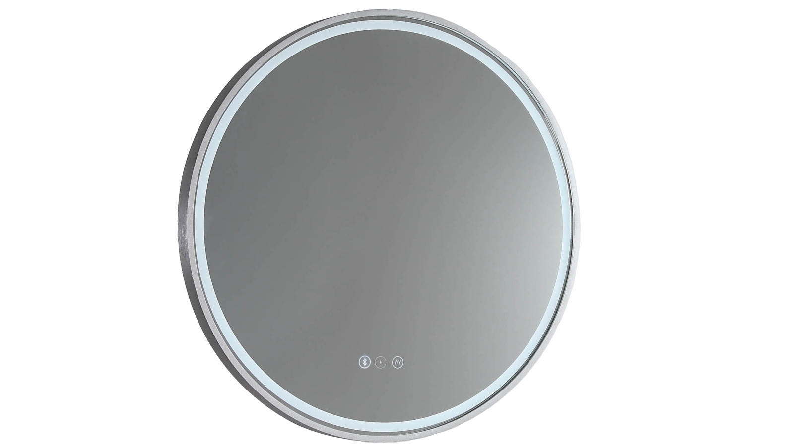 Remer Sphere 800mm Aluminium Frame Backlit LED Mirror with Demister & Bluetooth Speaker - Brushed Nickel