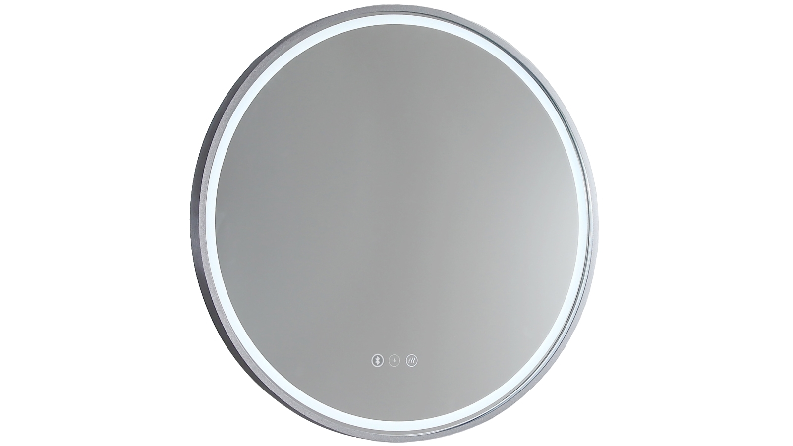 Remer Sphere 800mm Aluminium Frame Backlit LED Mirror with Demister & Bluetooth Speaker - Gunmetal