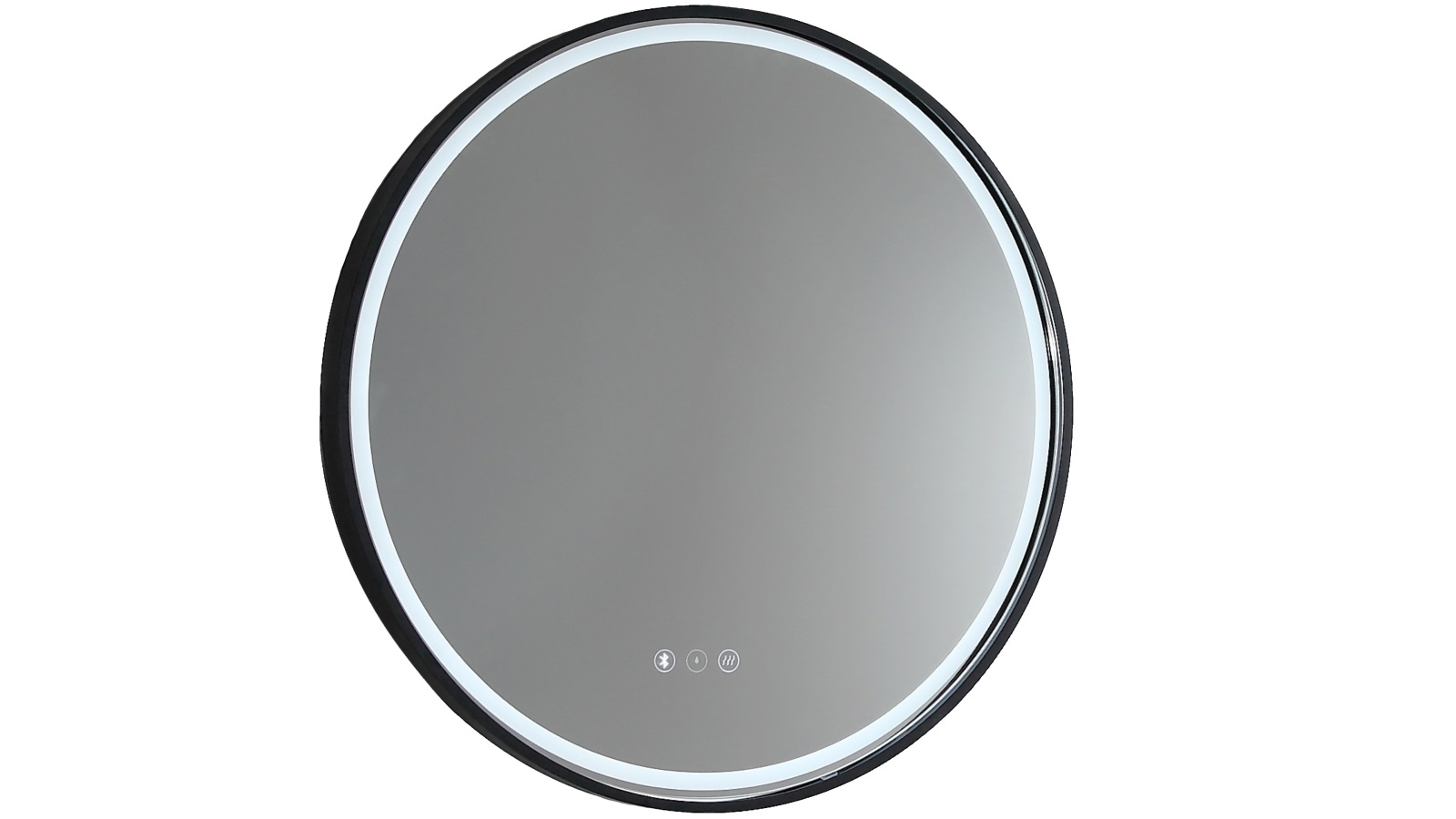 Remer Sphere 800mm Aluminium Frame Backlit LED Mirror with Demister & Bluetooth Speaker - Matte Black