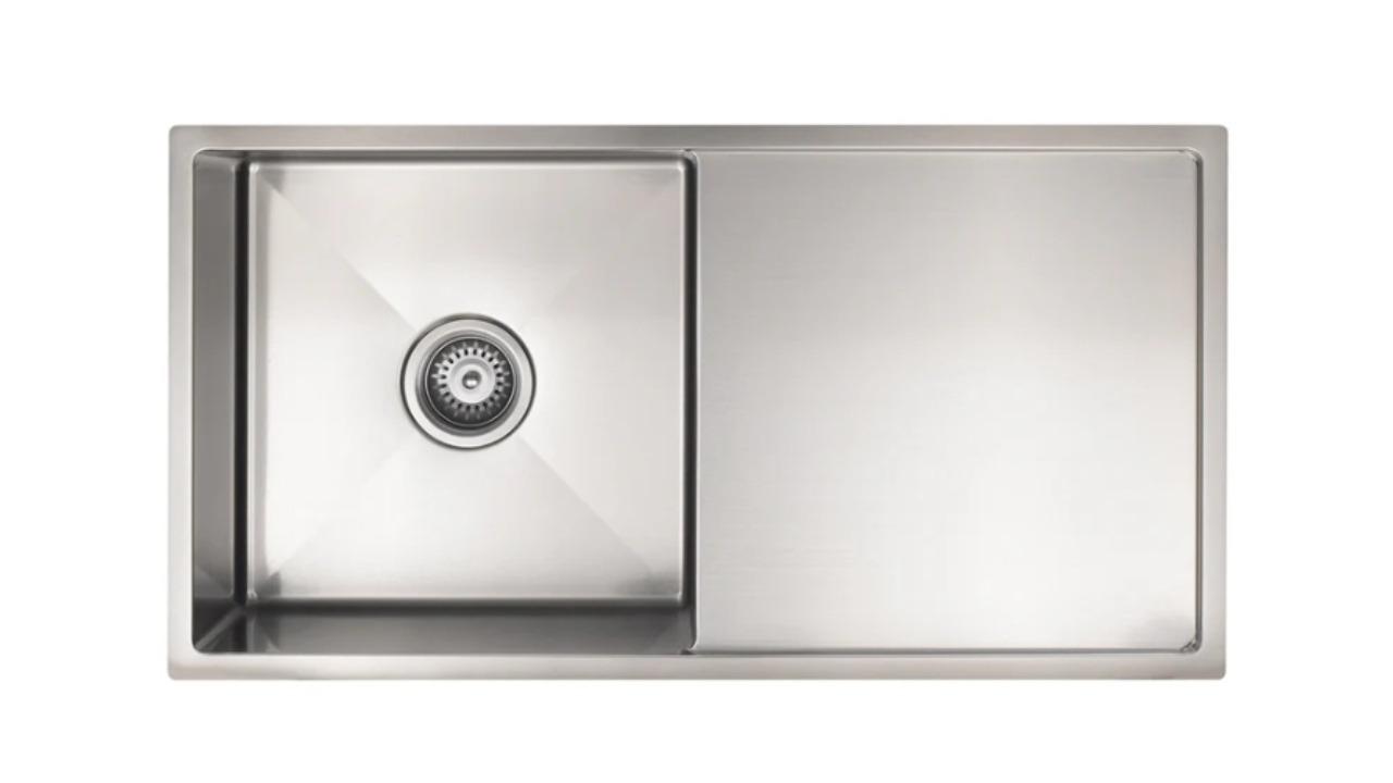 Meir Lavello Single Bowl and Drainboard 840x440mm Kitchen Sink - Brushed Nickel