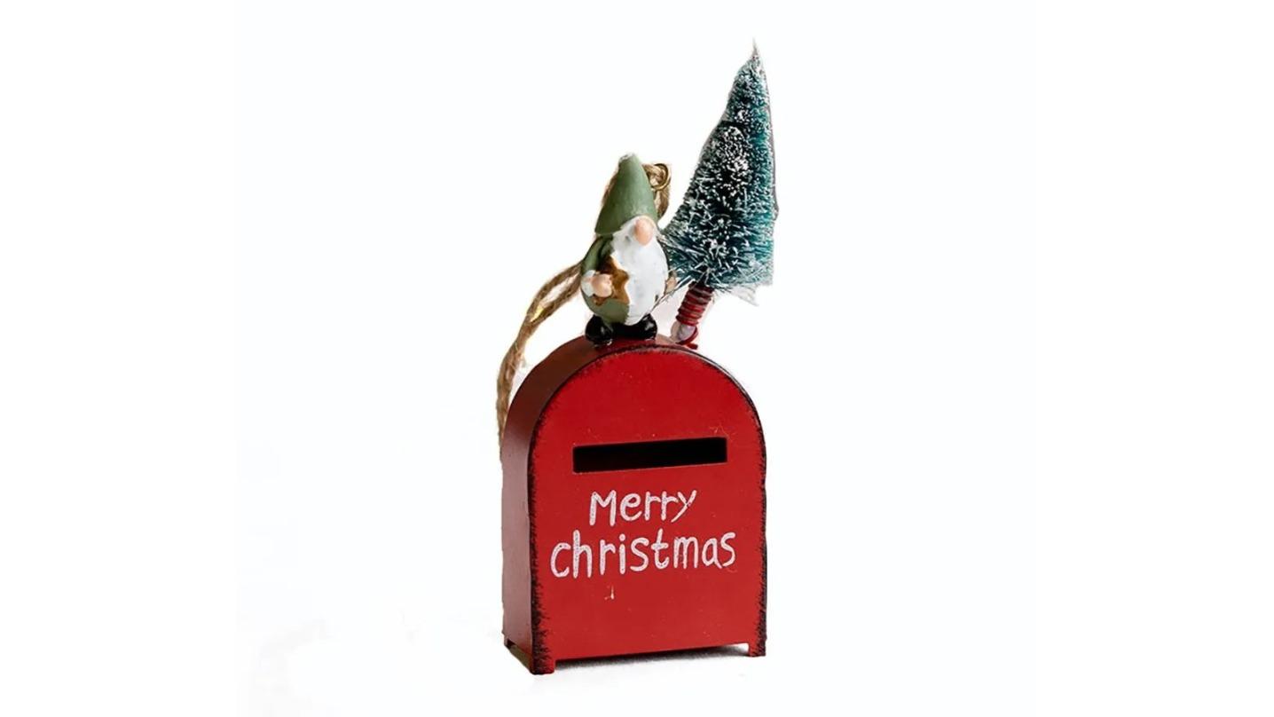 NNEOBA DIY Santa Claus Christmas Hanging Mailbox Ornament - Red