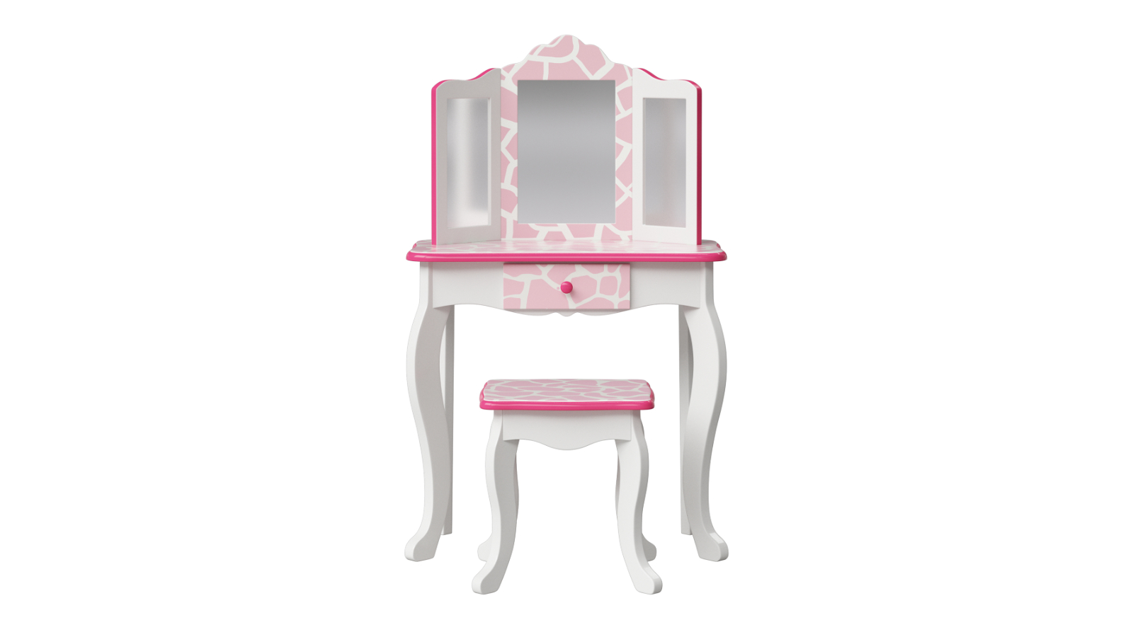Fantasy Fields Gisele Giraffe Kids Play Vanity Table and Stool - White and Pink