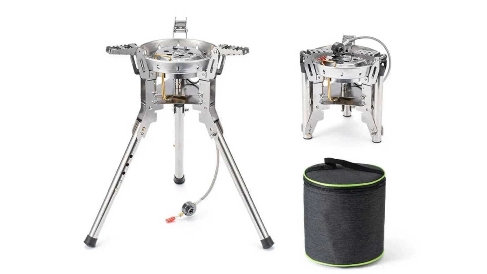 NNEOBA Adjustable Outdoor Gas Stove Foldable Windproof Burner - Silver